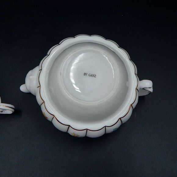 Ganz Porcelain Floral Teapot With Teacup 3 PC Stacking Tea For One Gold Trim - Picture 10 of 10